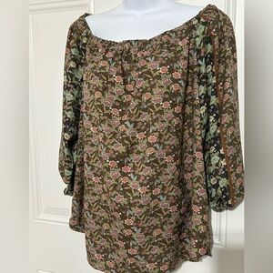 Anthropologie One September Multicolor Floral Top